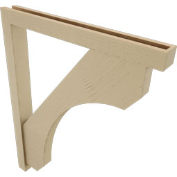Ekena Millwork - BKTUR0352X32X40LEC05RCPR - Timberthane Faux Wood Legacy Style Bracket w/ Offset Brace, Block Ends, 3 1/2"W x 32"D x 40"H, Primed Tan