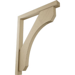 Ekena Millwork - BKTUR0352X32X40LEC05RCPR - Timberthane Faux Wood Legacy Style Bracket w/ Offset Brace, Block Ends, 3 1/2"W x 32"D x 40"H, Primed Tan