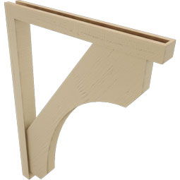 Ekena Millwork - BKTUR0352X32X44LEC05RCPR - Timberthane Faux Wood Legacy Style Bracket w/ Offset Brace, Block Ends, 3 1/2"W x 32"D x 44"H, Primed Tan