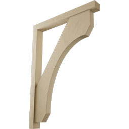 Ekena Millwork - BKTUR0352X32X44LEC05RCPR - Timberthane Faux Wood Legacy Style Bracket w/ Offset Brace, Block Ends, 3 1/2"W x 32"D x 44"H, Primed Tan