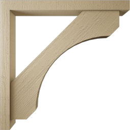 Ekena Millwork - BKTUR0352X34X34LEC05RCPR - Timberthane Faux Wood Legacy Style Bracket w/ Offset Brace, Block Ends, 3 1/2"W x 34"D x 34"H, Primed Tan