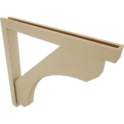 Ekena Millwork - BKTUR0352X34X34LEC05RCPR - Timberthane Faux Wood Legacy Style Bracket w/ Offset Brace, Block Ends, 3 1/2"W x 34"D x 34"H, Primed Tan