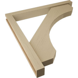 Ekena Millwork - BKTUR0352X34X34LEC05RCPR - Timberthane Faux Wood Legacy Style Bracket w/ Offset Brace, Block Ends, 3 1/2"W x 34"D x 34"H, Primed Tan