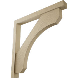 Ekena Millwork - BKTUR0352X34X34LEC05RCPR - Timberthane Faux Wood Legacy Style Bracket w/ Offset Brace, Block Ends, 3 1/2"W x 34"D x 34"H, Primed Tan