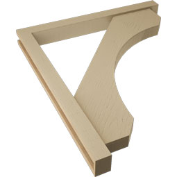 Ekena Millwork - BKTUR0352X34X38LEC05RCPR - Timberthane Faux Wood Legacy Style Bracket w/ Offset Brace, Block Ends, 3 1/2"W x 34"D x 38"H, Primed Tan
