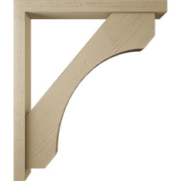 Ekena Millwork - BKTUR0352X34X40LEC05RCPR - Timberthane Faux Wood Legacy Style Bracket w/ Offset Brace, Block Ends, 3 1/2"W x 34"D x 40"H, Primed Tan