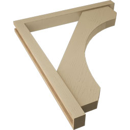 Ekena Millwork - BKTUR0352X34X40LEC05RCPR - Timberthane Faux Wood Legacy Style Bracket w/ Offset Brace, Block Ends, 3 1/2"W x 34"D x 40"H, Primed Tan