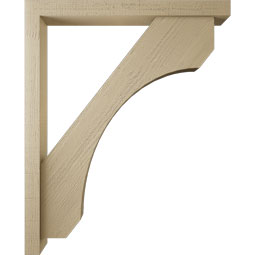 Ekena Millwork - BKTUR0352X34X42LEC05RCPR - Timberthane Faux Wood Legacy Style Bracket w/ Offset Brace, Block Ends, 3 1/2"W x 34"D x 42"H, Primed Tan