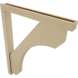 Ekena Millwork - BKTUR0352X34X42LEC05RCPR - Timberthane Faux Wood Legacy Style Bracket w/ Offset Brace, Block Ends, 3 1/2"W x 34"D x 42"H, Primed Tan