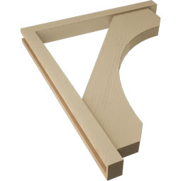 Ekena Millwork - BKTUR0352X34X42LEC05RCPR - Timberthane Faux Wood Legacy Style Bracket w/ Offset Brace, Block Ends, 3 1/2"W x 34"D x 42"H, Primed Tan