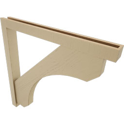 Ekena Millwork - BKTUR0352X36X36LEC05RCPR - Timberthane Faux Wood Legacy Style Bracket w/ Offset Brace, Block Ends, 3 1/2"W x 36"D x 36"H, Primed Tan