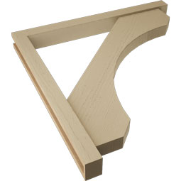 Ekena Millwork - BKTUR0352X36X36LEC05RCPR - Timberthane Faux Wood Legacy Style Bracket w/ Offset Brace, Block Ends, 3 1/2"W x 36"D x 36"H, Primed Tan