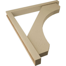Ekena Millwork - BKTUR0352X36X40LEC05RCPR - Timberthane Faux Wood Legacy Style Bracket w/ Offset Brace, Block Ends, 3 1/2"W x 36"D x 40"H, Primed Tan