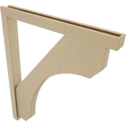 Ekena Millwork - BKTUR0352X36X44LEC05RCPR - Timberthane Faux Wood Legacy Style Bracket w/ Offset Brace, Block Ends, 3 1/2"W x 36"D x 44"H, Primed Tan