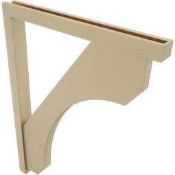 Ekena Millwork - BKTUR0352X36X48LEC05RCPR - Timberthane Faux Wood Legacy Style Bracket w/ Offset Brace, Block Ends, 3 1/2"W x 36"D x 48"H, Primed Tan
