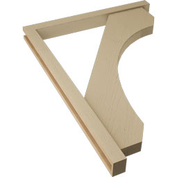 Ekena Millwork - BKTUR0352X36X48LEC05RCPR - Timberthane Faux Wood Legacy Style Bracket w/ Offset Brace, Block Ends, 3 1/2"W x 36"D x 48"H, Primed Tan