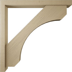 Ekena Millwork - BKTUR0352X38X38LEC05RCPR - Timberthane Faux Wood Legacy Style Bracket w/ Offset Brace, Block Ends, 3 1/2"W x 38"D x 38"H, Primed Tan