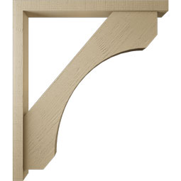 Ekena Millwork - BKTUR0352X38X44LEC05RCPR - Timberthane Faux Wood Legacy Style Bracket w/ Offset Brace, Block Ends, 3 1/2"W x 38"D x 44"H, Primed Tan