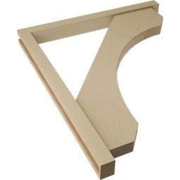 Ekena Millwork - BKTUR0352X38X44LEC05RCPR - Timberthane Faux Wood Legacy Style Bracket w/ Offset Brace, Block Ends, 3 1/2"W x 38"D x 44"H, Primed Tan