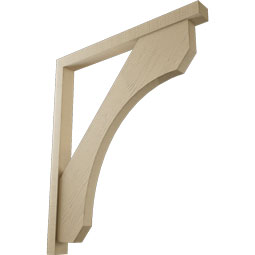 Ekena Millwork - BKTUR0352X38X44LEC05RCPR - Timberthane Faux Wood Legacy Style Bracket w/ Offset Brace, Block Ends, 3 1/2"W x 38"D x 44"H, Primed Tan
