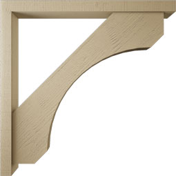 Ekena Millwork - BKTUR0352X40X40LEC05RCPR - Timberthane Faux Wood Legacy Style Bracket w/ Offset Brace, Block Ends, 3 1/2"W x 40"D x 40"H, Primed Tan