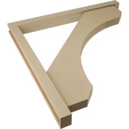 Ekena Millwork - BKTUR0352X40X40LEC05RCPR - Timberthane Faux Wood Legacy Style Bracket w/ Offset Brace, Block Ends, 3 1/2"W x 40"D x 40"H, Primed Tan