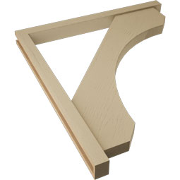 Ekena Millwork - BKTUR0352X40X44LEC05RCPR - Timberthane Faux Wood Legacy Style Bracket w/ Offset Brace, Block Ends, 3 1/2"W x 40"D x 44"H, Primed Tan