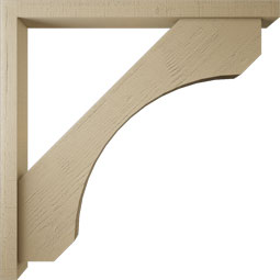 Ekena Millwork - BKTUR0352X42X42LEC05RCPR - Timberthane Faux Wood Legacy Style Bracket w/ Offset Brace, Block Ends, 3 1/2"W x 42"D x 42"H, Primed Tan