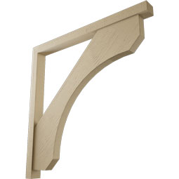 Ekena Millwork - BKTUR0352X42X42LEC05RCPR - Timberthane Faux Wood Legacy Style Bracket w/ Offset Brace, Block Ends, 3 1/2"W x 42"D x 42"H, Primed Tan