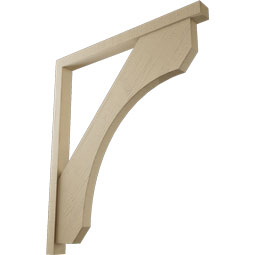 Ekena Millwork - BKTUR0352X42X48LEC05RCPR - Timberthane Faux Wood Legacy Style Bracket w/ Offset Brace, Block Ends, 3 1/2"W x 42"D x 48"H, Primed Tan