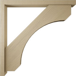 Ekena Millwork - BKTUR0352X44X44LEC05RCPR - Timberthane Faux Wood Legacy Style Bracket w/ Offset Brace, Block Ends, 3 1/2"W x 44"D x 44"H, Primed Tan