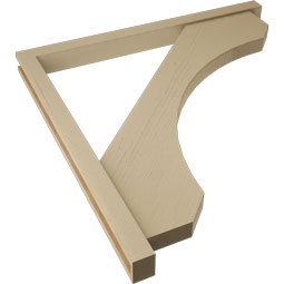 Ekena Millwork - BKTUR0352X44X44LEC05RCPR - Timberthane Faux Wood Legacy Style Bracket w/ Offset Brace, Block Ends, 3 1/2"W x 44"D x 44"H, Primed Tan