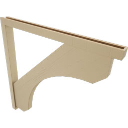 Ekena Millwork - BKTUR0352X48X48LEC05RCPR - Timberthane Faux Wood Legacy Style Bracket w/ Offset Brace, Block Ends, 3 1/2"W x 48"D x 48"H, Primed Tan