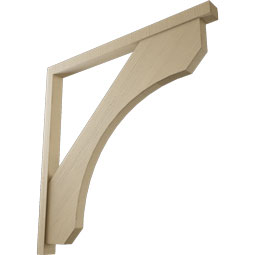 Ekena Millwork - BKTUR0352X48X48LEC05RCPR - Timberthane Faux Wood Legacy Style Bracket w/ Offset Brace, Block Ends, 3 1/2"W x 48"D x 48"H, Primed Tan