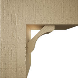 Ekena Millwork - BKTUR0554X14X14LEC05RCPR - Timberthane Faux Wood Legacy Style Bracket w/ Offset Brace, Block Ends, 5 1/2"W x 14"D x 14"H, Primed Tan