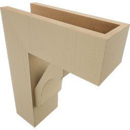 Ekena Millwork - BKTUR0554X14X18LEC05RCPR - Timberthane Faux Wood Legacy Style Bracket w/ Offset Brace, Block Ends, 5 1/2"W x 14"D x 18"H, Primed Tan