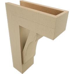 Ekena Millwork - BKTUR0554X14X22LEC05RCPR - Timberthane Faux Wood Legacy Style Bracket w/ Offset Brace, Block Ends, 5 1/2"W x 14"D x 22"H, Primed Tan