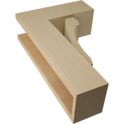 Ekena Millwork - BKTUR0554X14X22LEC05RCPR - Timberthane Faux Wood Legacy Style Bracket w/ Offset Brace, Block Ends, 5 1/2"W x 14"D x 22"H, Primed Tan