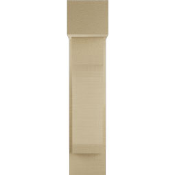 Ekena Millwork - BKTUR0554X14X26LEC05RCPR - Timberthane Faux Wood Legacy Style Bracket w/ Offset Brace, Block Ends, 5 1/2"W x 14"D x 26"H, Primed Tan