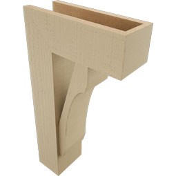 Ekena Millwork - BKTUR0554X14X26LEC05RCPR - Timberthane Faux Wood Legacy Style Bracket w/ Offset Brace, Block Ends, 5 1/2"W x 14"D x 26"H, Primed Tan