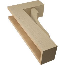 Ekena Millwork - BKTUR0554X14X26LEC05RCPR - Timberthane Faux Wood Legacy Style Bracket w/ Offset Brace, Block Ends, 5 1/2"W x 14"D x 26"H, Primed Tan