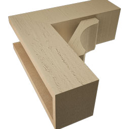 Ekena Millwork - BKTUR0554X16X16LEC05RCPR - Timberthane Faux Wood Legacy Style Bracket w/ Offset Brace, Block Ends, 5 1/2"W x 16"D x 16"H, Primed Tan