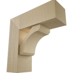 Ekena Millwork - BKTUR0554X16X16LEC05RCPR - Timberthane Faux Wood Legacy Style Bracket w/ Offset Brace, Block Ends, 5 1/2"W x 16"D x 16"H, Primed Tan
