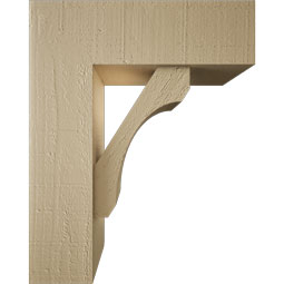 Ekena Millwork - BKTUR0554X16X20LEC05RCPR - Timberthane Faux Wood Legacy Style Bracket w/ Offset Brace, Block Ends, 5 1/2"W x 16"D x 20"H, Primed Tan