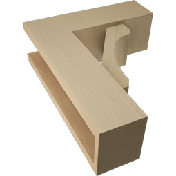Ekena Millwork - BKTUR0554X16X20LEC05RCPR - Timberthane Faux Wood Legacy Style Bracket w/ Offset Brace, Block Ends, 5 1/2"W x 16"D x 20"H, Primed Tan