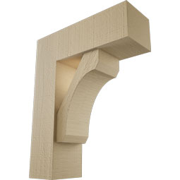 Ekena Millwork - BKTUR0554X16X20LEC05RCPR - Timberthane Faux Wood Legacy Style Bracket w/ Offset Brace, Block Ends, 5 1/2"W x 16"D x 20"H, Primed Tan