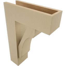 Ekena Millwork - BKTUR0554X16X24LEC05RCPR - Timberthane Faux Wood Legacy Style Bracket w/ Offset Brace, Block Ends, 5 1/2"W x 16"D x 24"H, Primed Tan