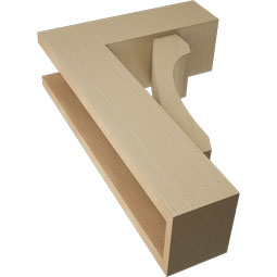 Ekena Millwork - BKTUR0554X16X24LEC05RCPR - Timberthane Faux Wood Legacy Style Bracket w/ Offset Brace, Block Ends, 5 1/2"W x 16"D x 24"H, Primed Tan