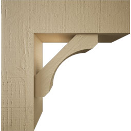 Ekena Millwork - BKTUR0554X18X18LEC05RCPR - Timberthane Faux Wood Legacy Style Bracket w/ Offset Brace, Block Ends, 5 1/2"W x 18"D x 18"H, Primed Tan