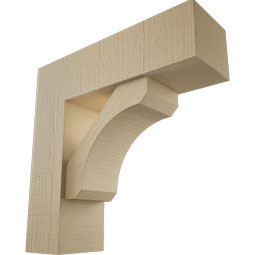 Ekena Millwork - BKTUR0554X18X18LEC05RCPR - Timberthane Faux Wood Legacy Style Bracket w/ Offset Brace, Block Ends, 5 1/2"W x 18"D x 18"H, Primed Tan